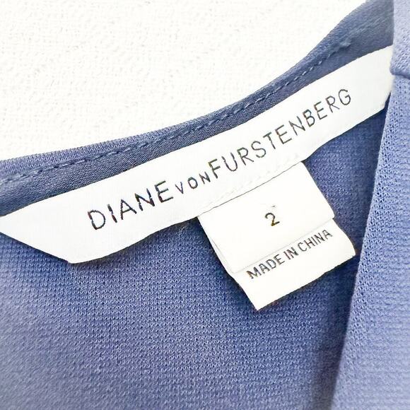 Diane Von Furstenberg Navy Blue Flare Skirt Long Sleeve Dress Size 2 - Picture 4 of 6